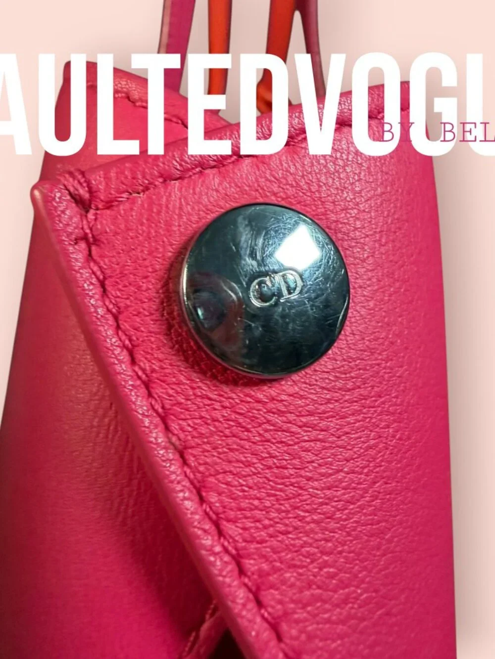 Christian Dior Addict Tote Bag Pink Orange Leather Dior Charm Shoulder Bag Large - Picture 5 of 16